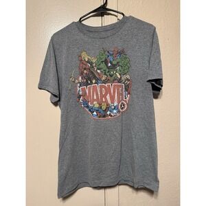 Marvel Ironman Hulk Thor Spiderman Medium Short Sleeve Gray Graphic T Shirt